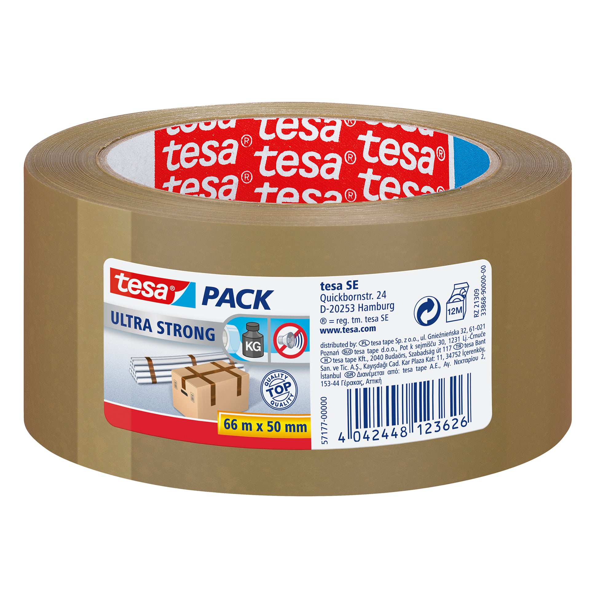 tesa Vinylband – 50 mm × 66 m, braun, stark