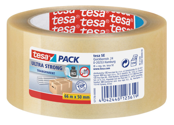 tesa Vinylband – 50 mm × 66 m, transparent, stark