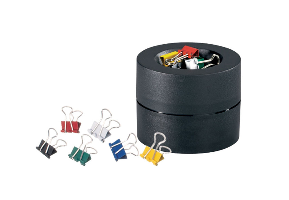 MAUL Magnetischer Klammernspender – inkl. 12 Büroklammern, stossfest, Kunststoff, schwarz, 73 × 60 × 73 mm