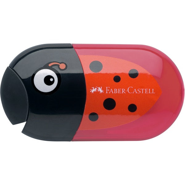 Faber-Castell 183526 Marienkäfer Doppelspitzer – farbig sortiert – mit Radierer