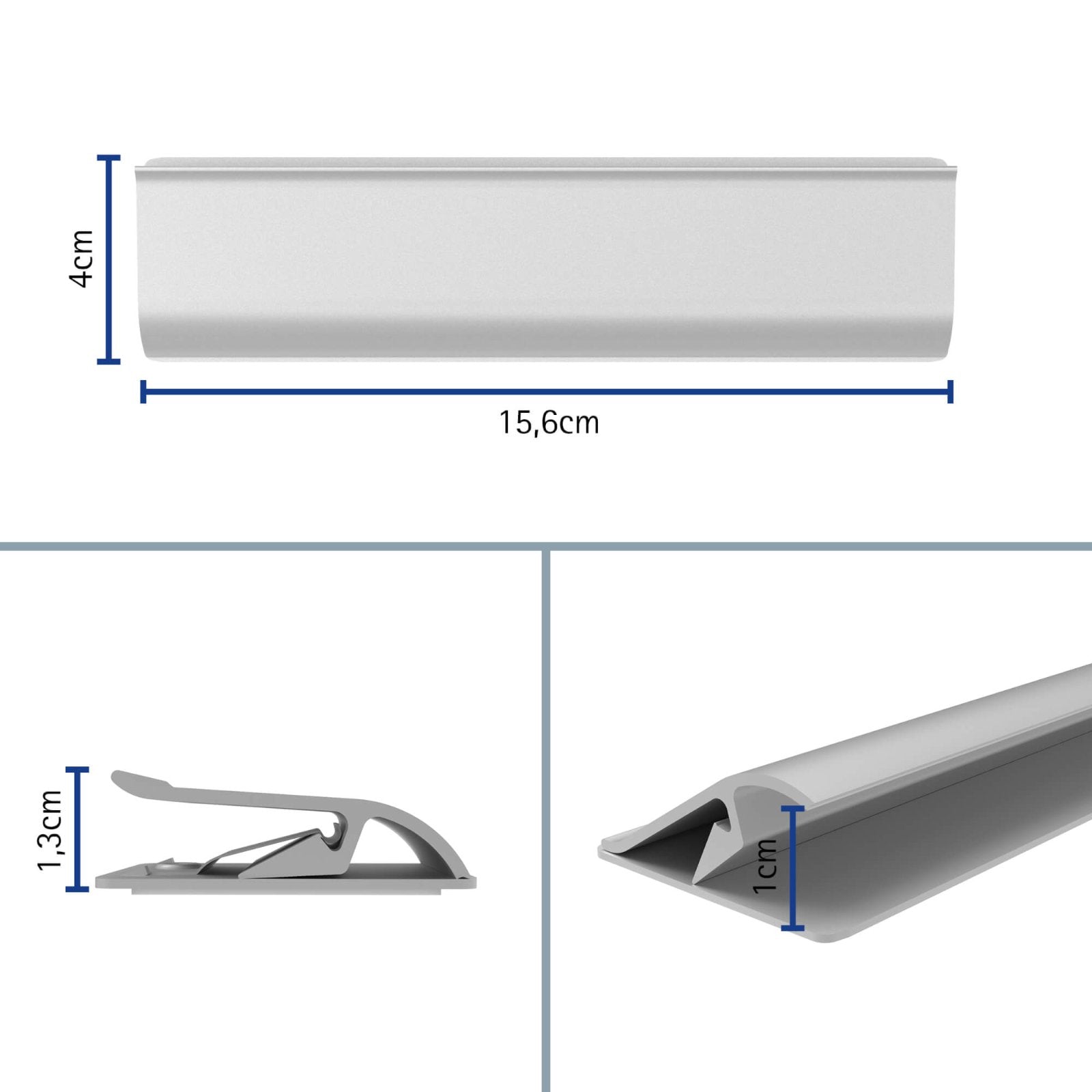 MAUL Magnetleiste – 156 × 40 mm, silber, selbstklebend