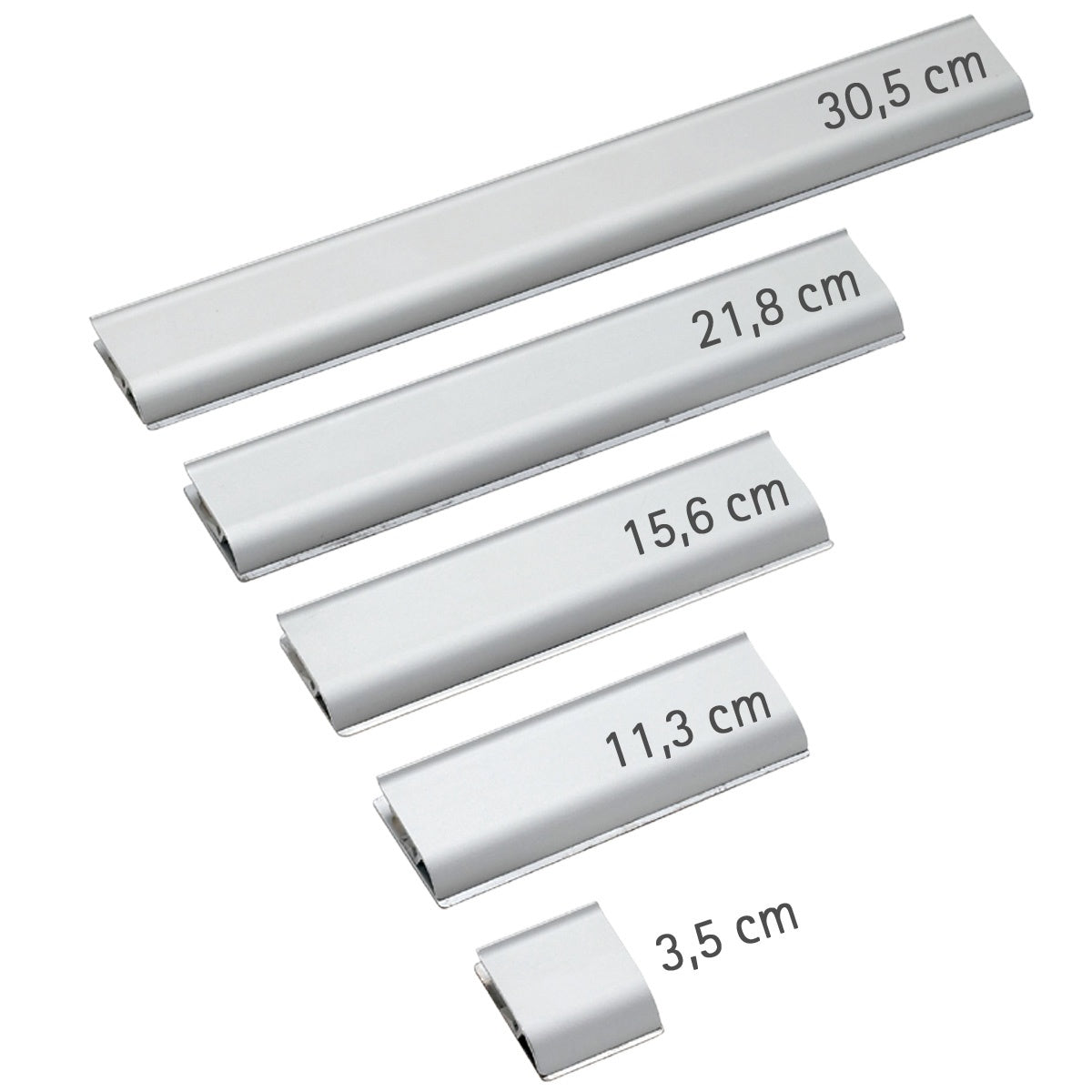 MAUL Klemmschiene – selbstklebend – silber – Aluminium – Breite 40 mm, Klemmweite 10 mm – 1 Stk.