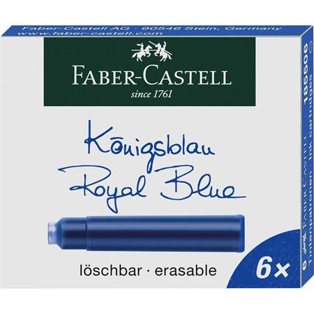 Faber-Castell Füllhalter-Patrone – Königsblau, 6er-Pack, radierbar