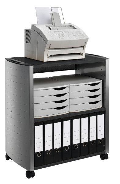 Durable Design Line L Multifunktionswagen – Spanplatte/Stahl, Silber/Anthrazit, 77 × 82 × 44 cm, 3 Tablare, 4 Rollen