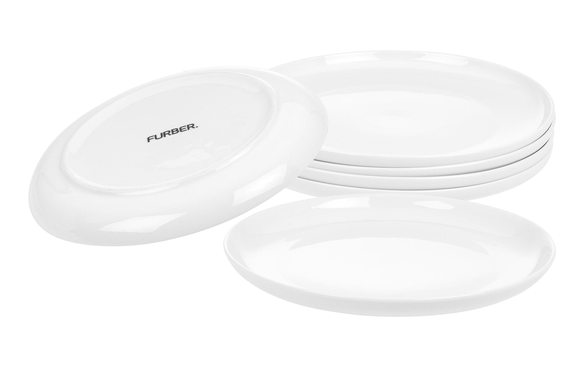 Furber. Furber Teller – 6er Set, Ø 21 cm, Knochenporzellan, Weiss, spülmaschinenfest