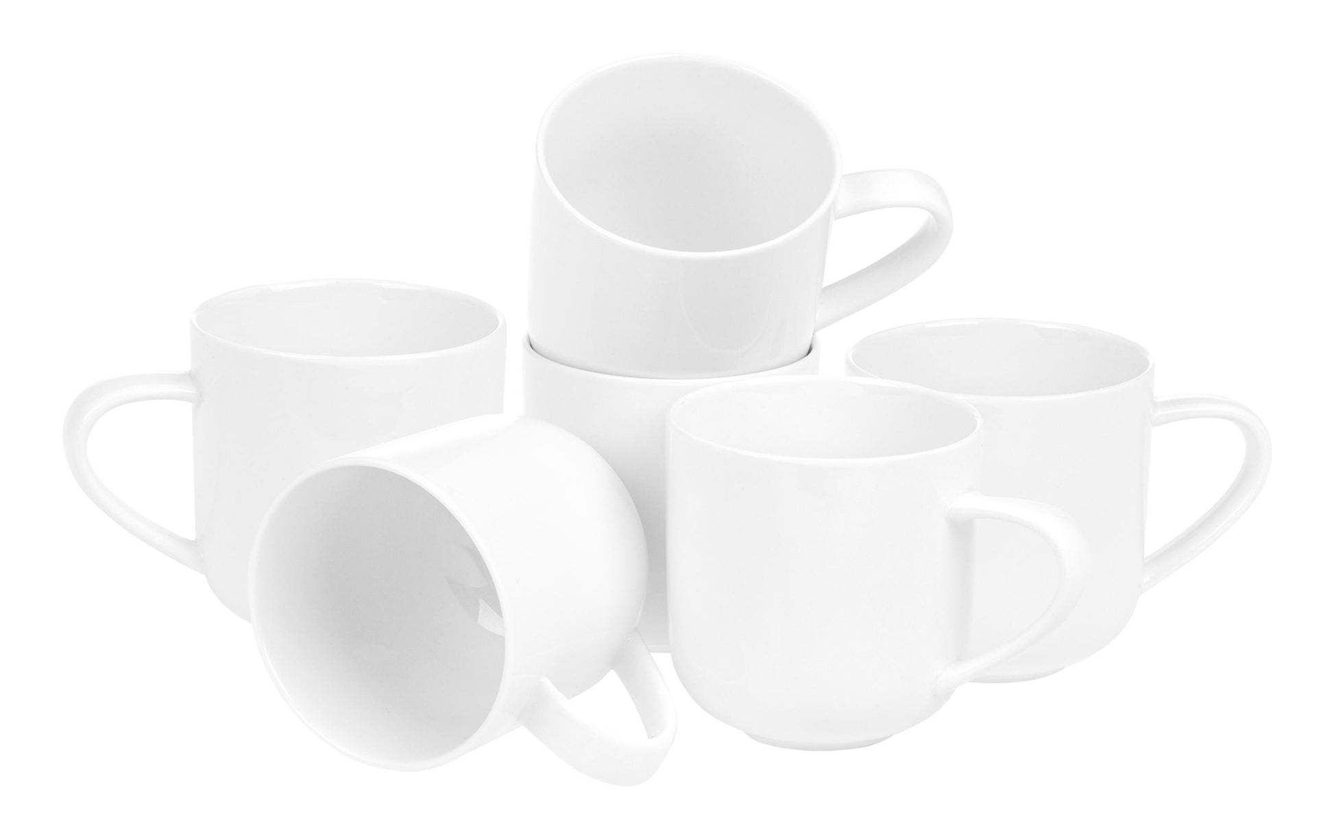 Furber. Kaffeetasse – 6er Set, 400 ml, Ø 9 cm, Knochenporzellan, Weiss, spülmaschinenfest, mikrowellengeeignet