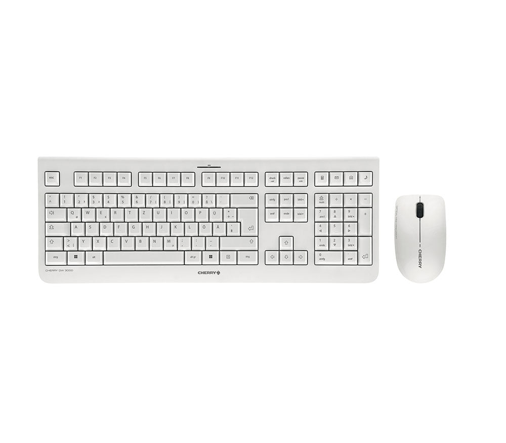 CHERRY DW 3000 – Tastatur, kabellos (2,4 GHz), DE-Layout (DE), Fullsize (mit Ziffernblock), Grau – für Windows