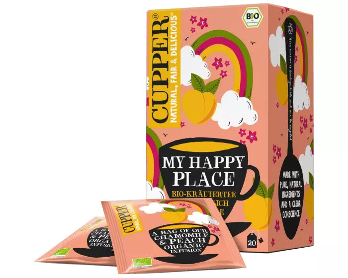 Cupper Tee Cupper – Kräutertee Kamille & Pfirsich – Teebeutel 20 Beutel – Bio