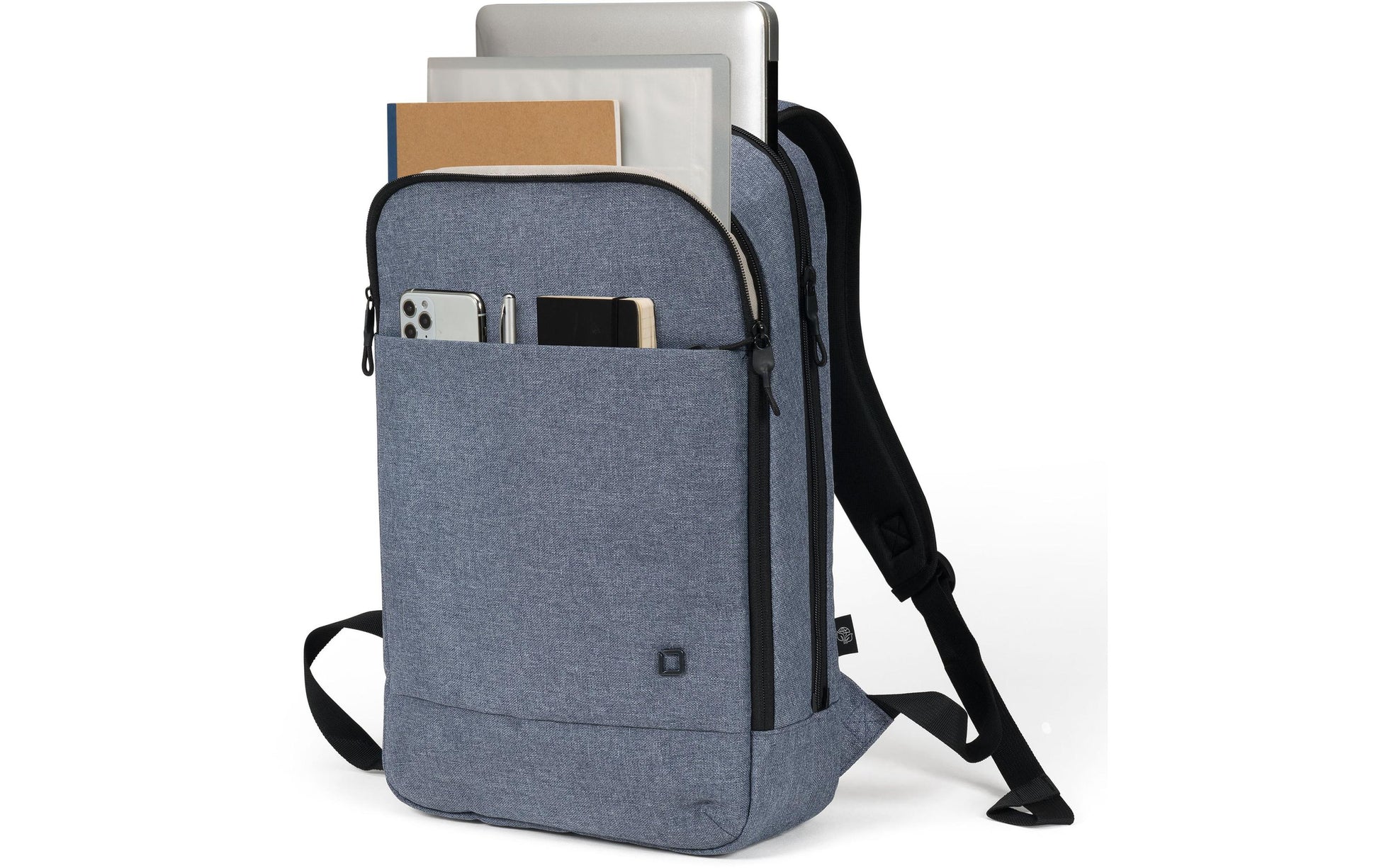 DICOTA Notebook-Rucksack Eco Backpack Slim MOTION – für 14,1", rPET-Polyester – Blue Denim, 270 × 410 × 100 mm