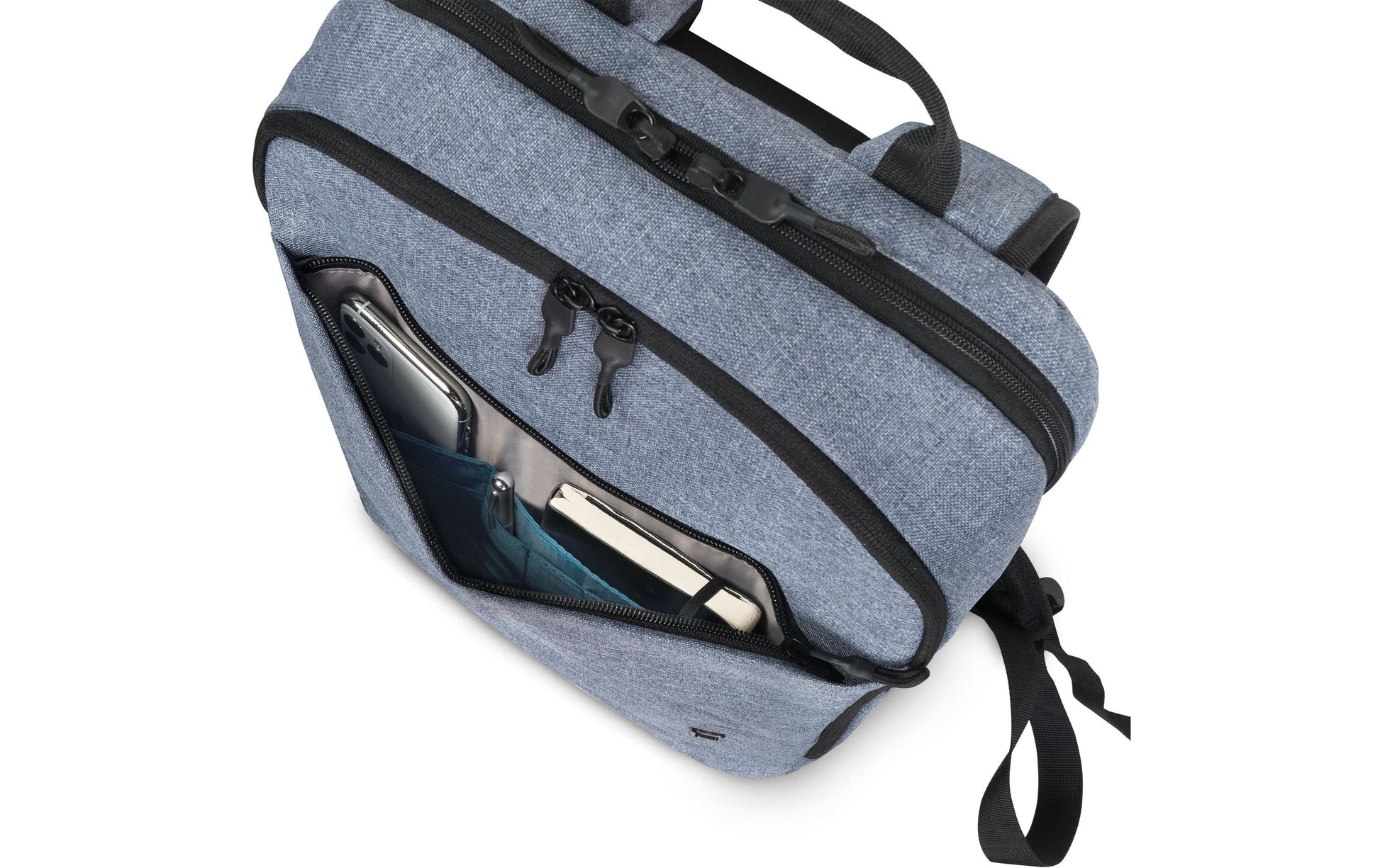DICOTA Notebook-Rucksack Eco Backpack Slim MOTION – für 14,1", rPET-Polyester – Blue Denim, 270 × 410 × 100 mm