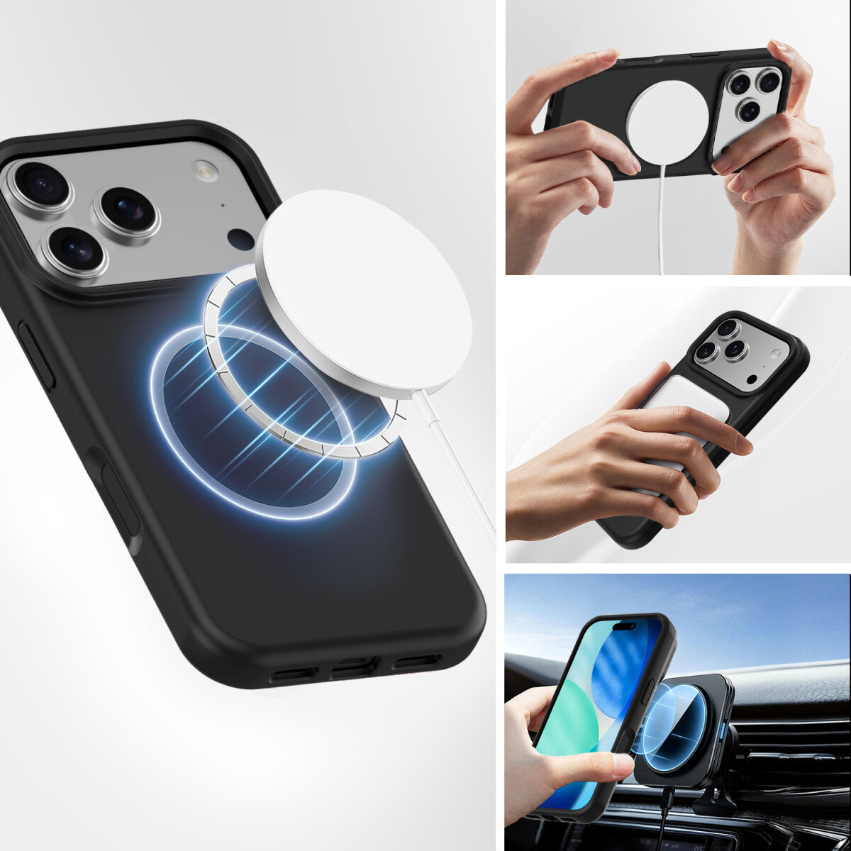 4smarts Cupertino Backcover – für Apple iPhone 17 Pro Max, MagSafe, Silikon+Mikrofaser, Schwarz