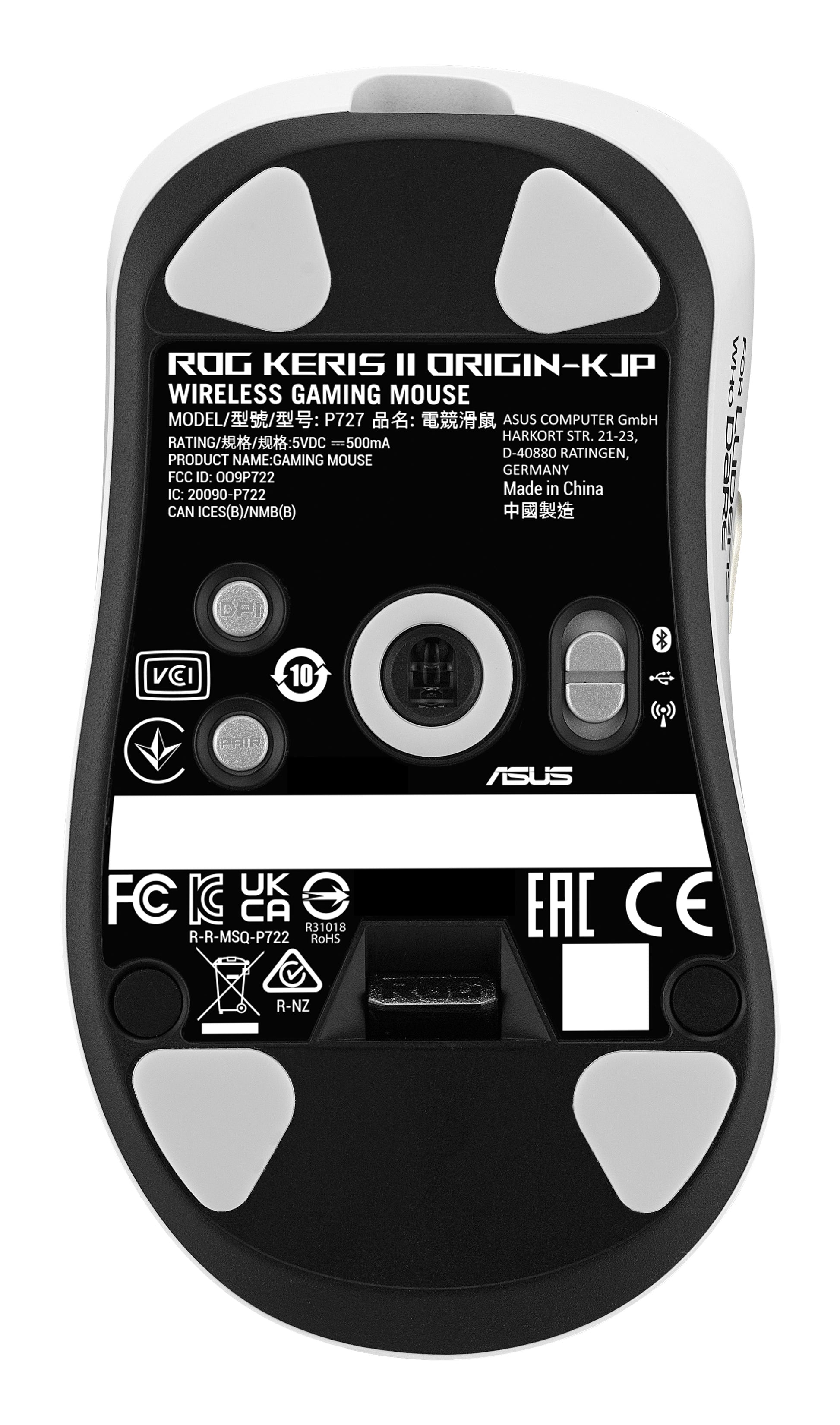 ASUS ROG Keris II Origin – Gaming-Maus – Kabellos (Bluetooth/2,4 GHz), 42000 DPI, RGB-Beleuchtung, rechts