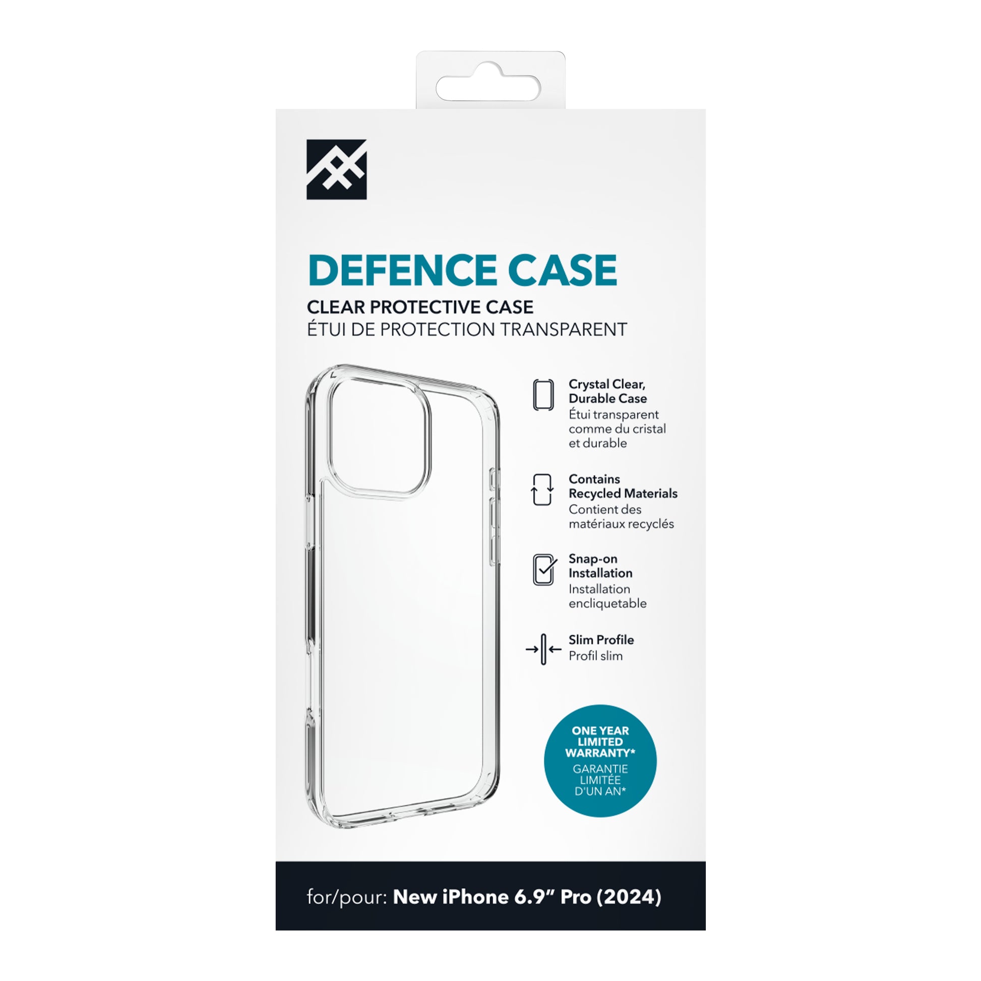 IFROGZ IF Defence Backcover – für Apple iPhone 16 Pro Max, Recycling-Kunststoff, transparent, staubresistent