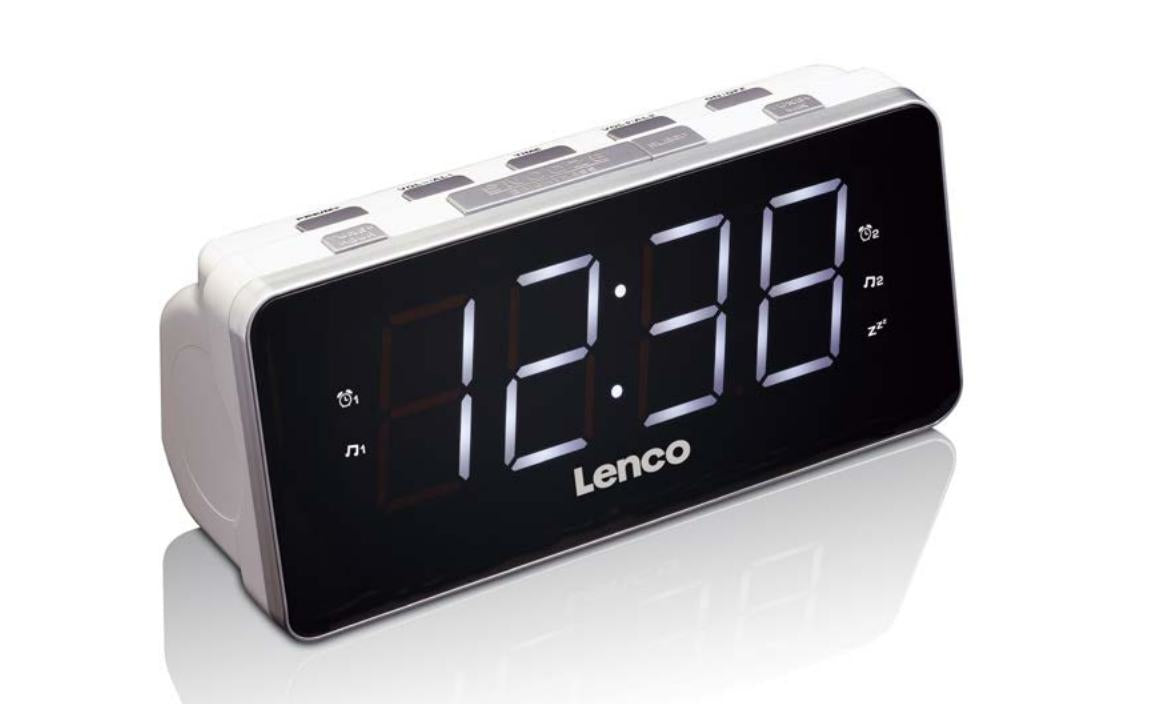 Lenco CR-18 – UKW Radiowecker, 2 Weckzeiten – Weiss