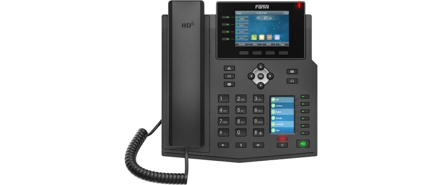 Fanvil X5U V2 – IP-Telefon, 16 SIP-Konten, 3,5", BT, Gigabit, PoE, für Yeastar, Schwarz