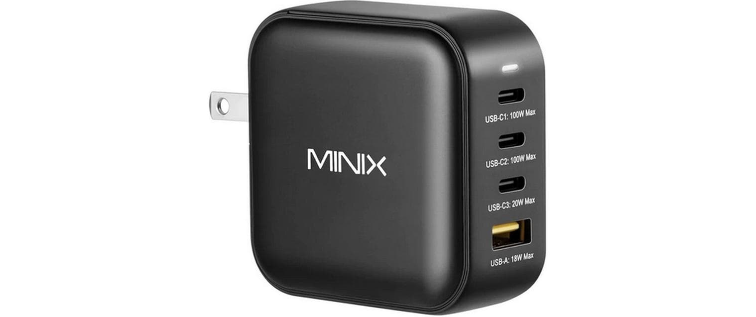 MINIX NEO P3 Ladegerät – 100 W, 3× USB-C + 1× USB-A, GaN – für Smartwatch, Tablets