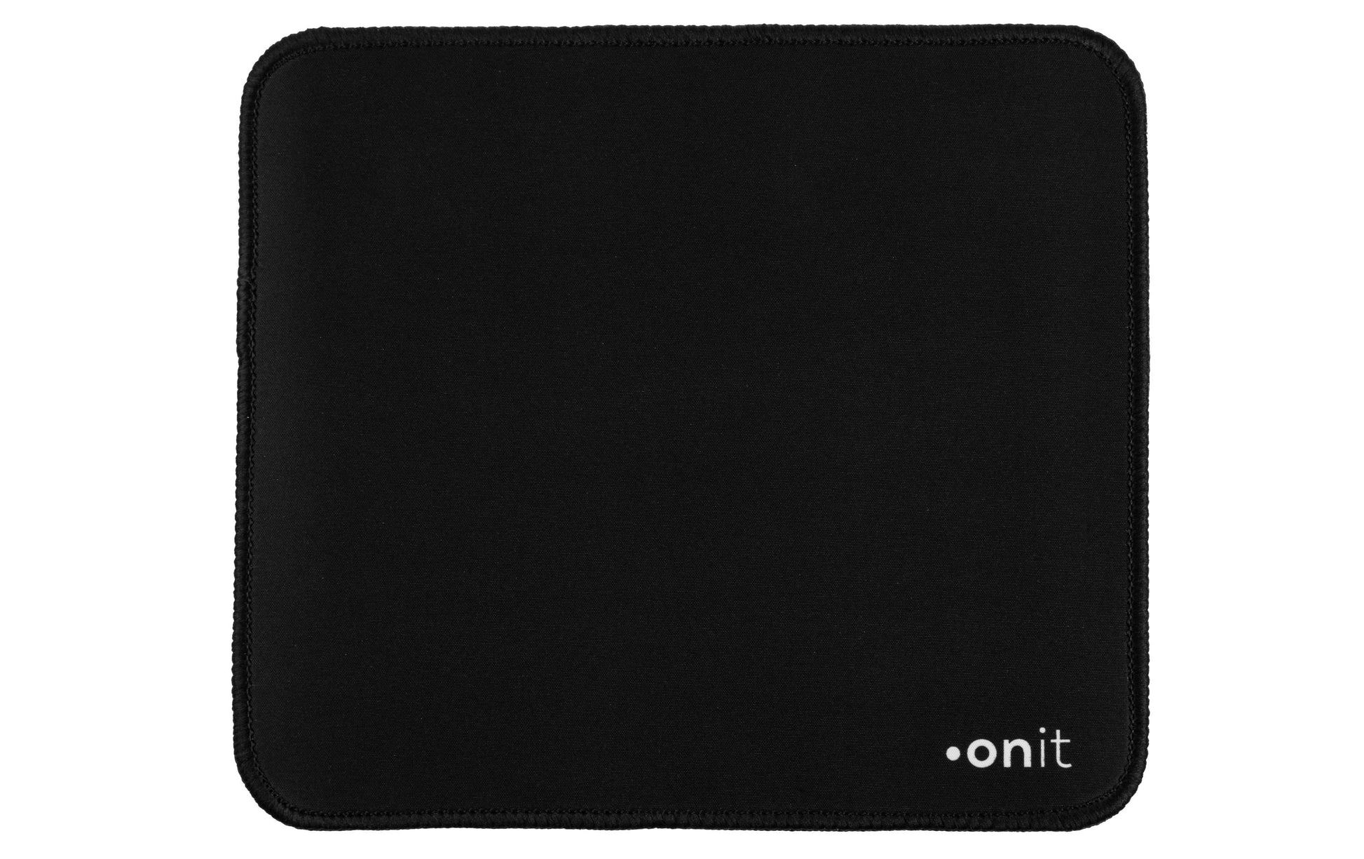 ONIT F01707 – Mauspad – 230 × 200 mm, Gummi/Textil, Schwarz, Gestickte Kanten, Anti-Rutsch-Basis