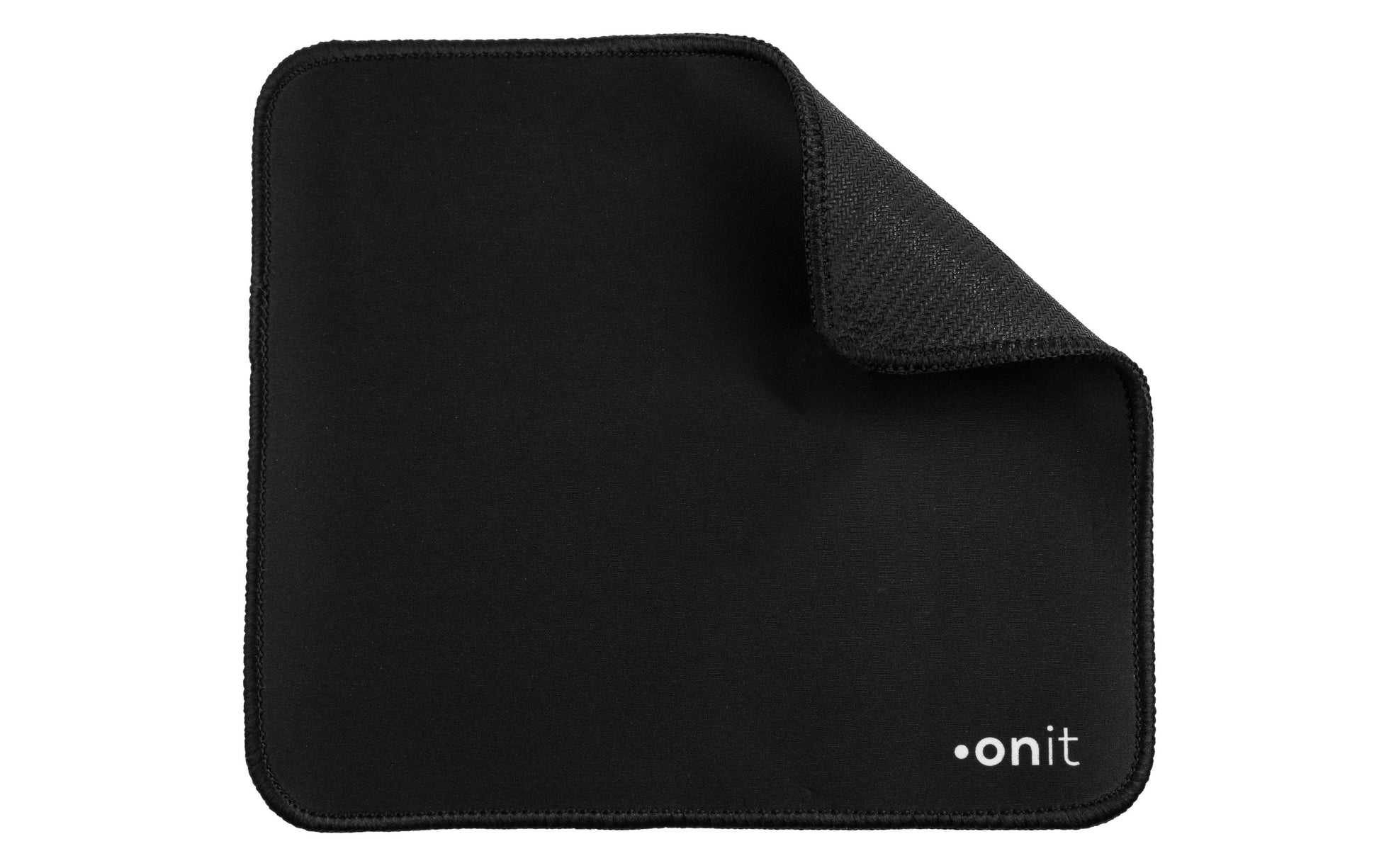 ONIT F01707 – Mauspad – 230 × 200 mm, Gummi/Textil, Schwarz, Gestickte Kanten, Anti-Rutsch-Basis
