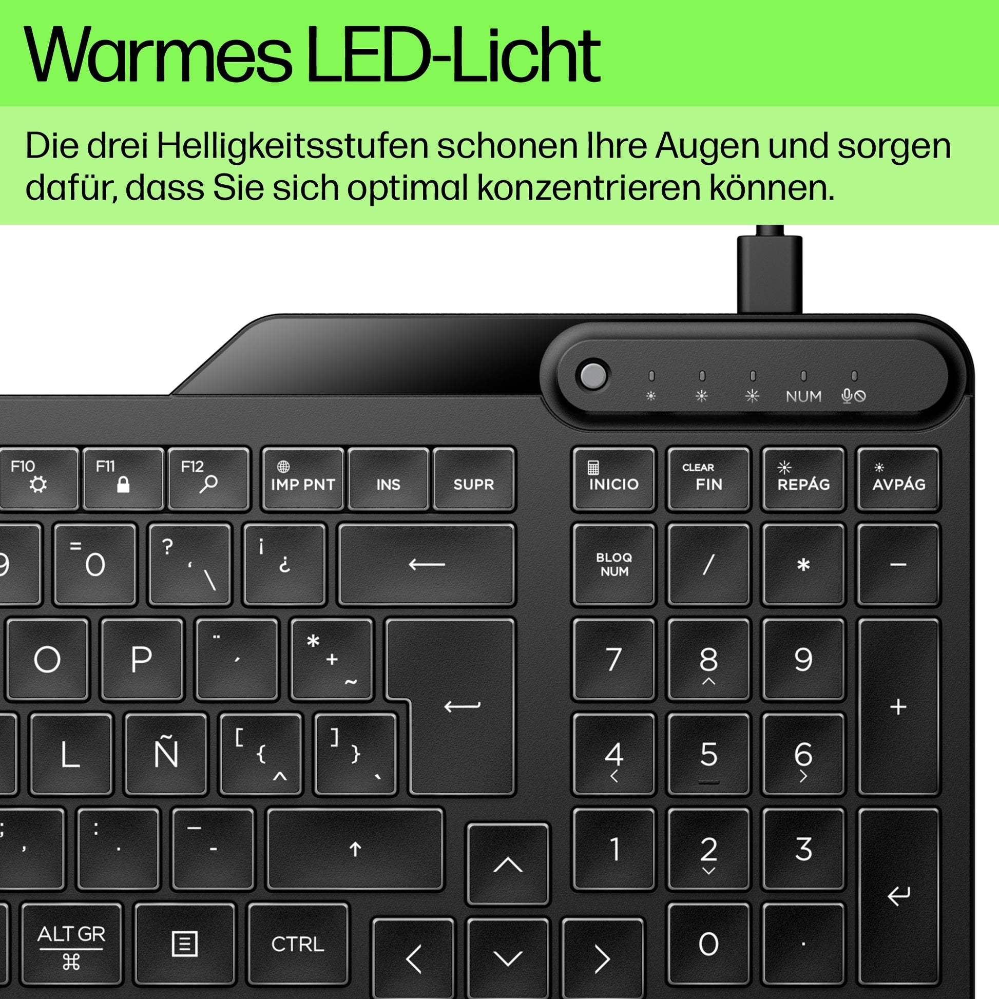 HP 400 – Tastatur, kabelgebunden (USB-A/USB-C), US-Layout (EN) – für Windows, macOS & ChromeOS