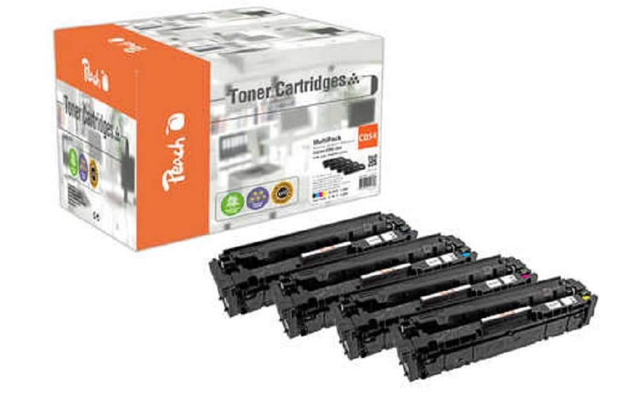 Peach Toner-Multipack – BK/C/M/Y, schwarz 1500, C/M/Y 1200 Seiten – für Canon iSENSYS LBP-620/621/623 u. a.