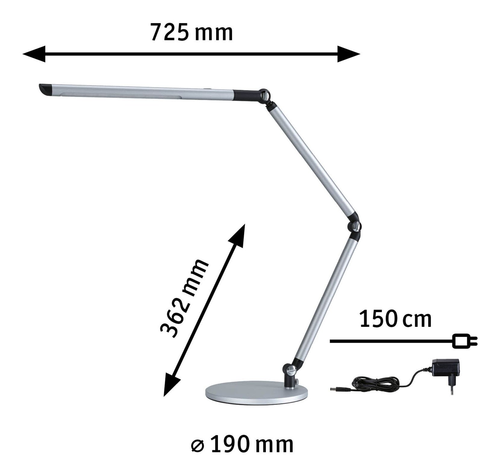 Paulmann Tischleuchte FlexBar – 72,5 × 19 × 36,2 cm, 1000 lm, 9,5 W, 3000–6500 K, dimmbar, silber
