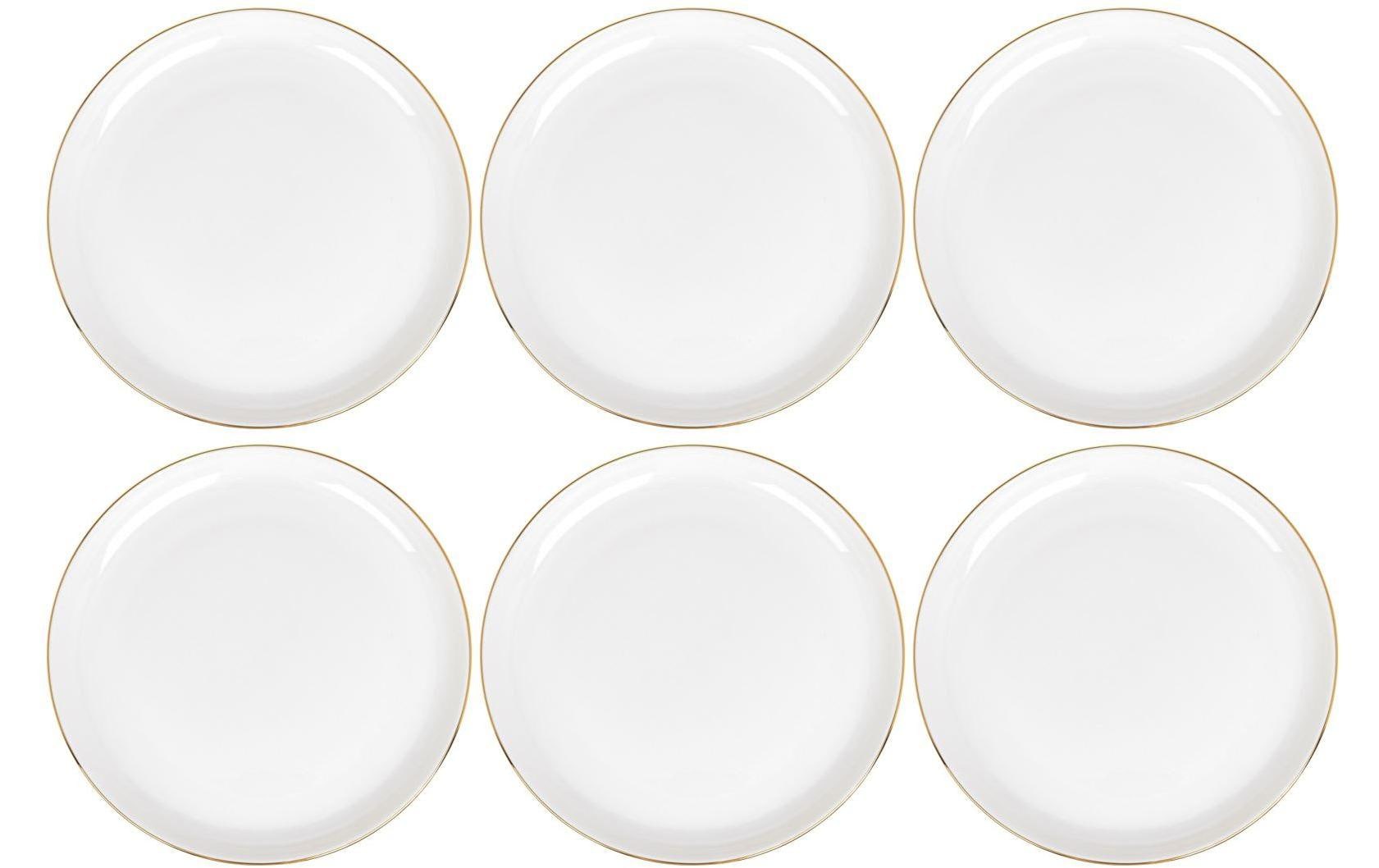 Furber. Furber Teller – 6er Set, Ø 26,5 cm, Knochenporzellan, Weiss/Gold, spülmaschinenfest