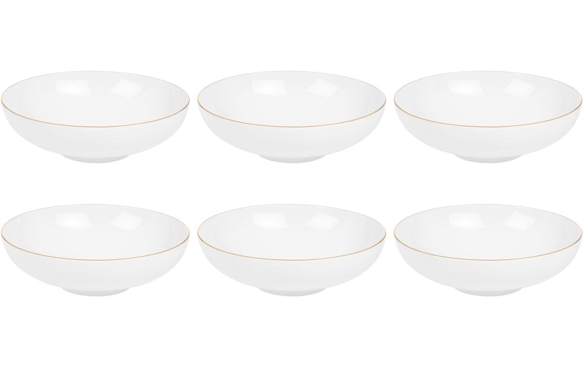 Furber. Furber Suppenschüssel – 6er Set, 800 ml, Ø 20,5 cm, Knochenporzellan, Weiss/Gold, spülmaschinenfest