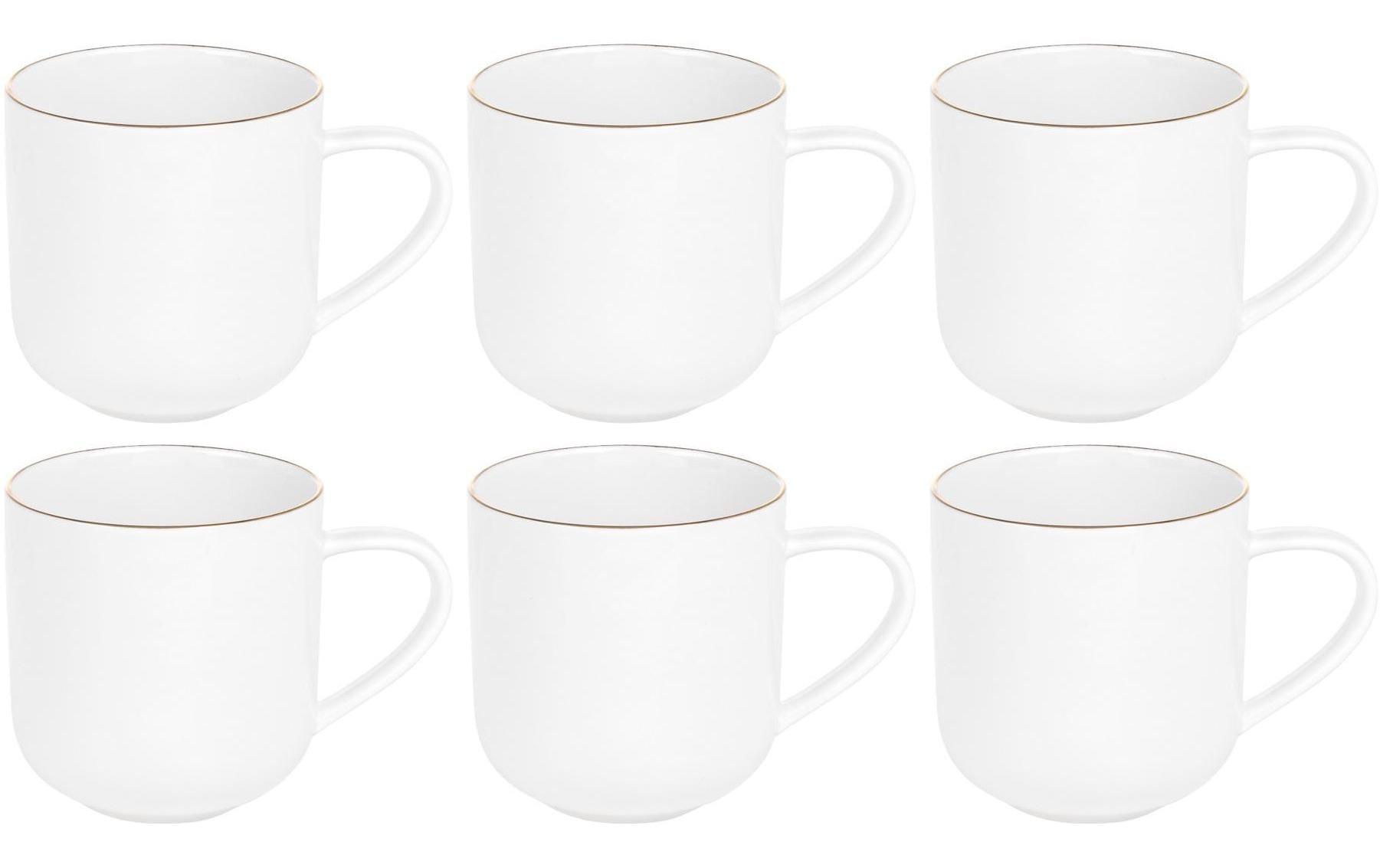 Furber. Furber Kaffeetasse 6er Set – 400 ml, Ø 9 cm, Knochenporzellan, Weiss, spülmaschinenfest