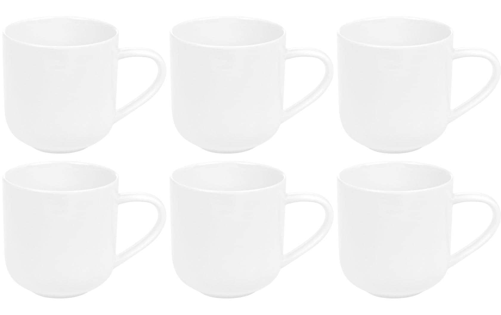 Furber. Kaffeetasse – 6er Set, 400 ml, Ø 9 cm, Knochenporzellan, Weiss, spülmaschinenfest, mikrowellengeeignet
