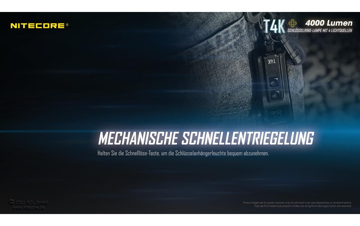 Nitecore Taschenlampe T4K – 4000 lm, 209 m, IP54, USB, 5 Stufen – Schwarz