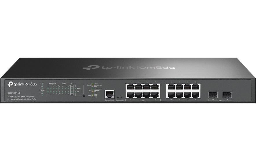 TP-Link SG3218XP-M2 – Managed Switch – 16×2.5G, 2×10G SFP+, L2+, PoE+ 240 W, 1U