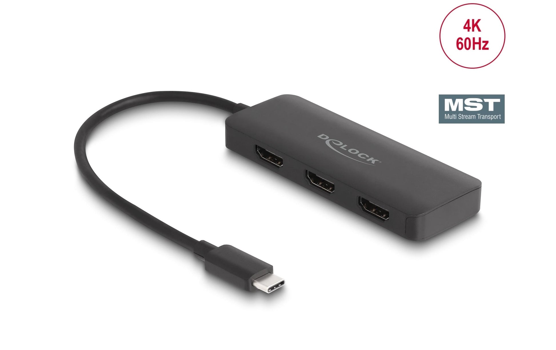 DeLOCK USB-C Splitter zu 3× HDMI – 4K (3840 × 2160) @ 30 Hz, DP Alt Mode, 0,15 m, für Windows 10/11