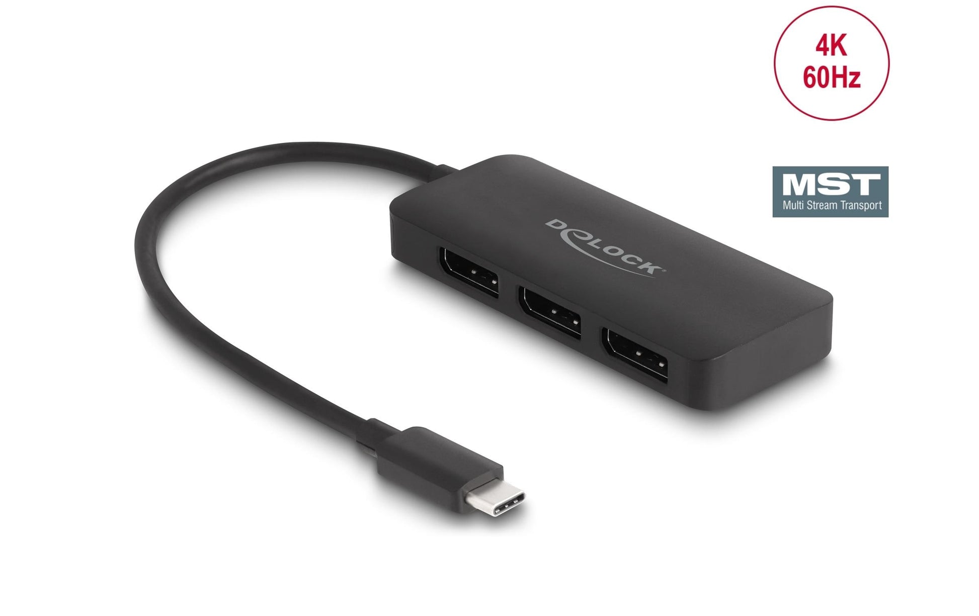 DeLOCK Multi-Monitor-Adapter USB-C zu 3× DisplayPort – 4K (3840 × 2160) @ 60 Hz, 0,15 m, DisplayPort 1.4