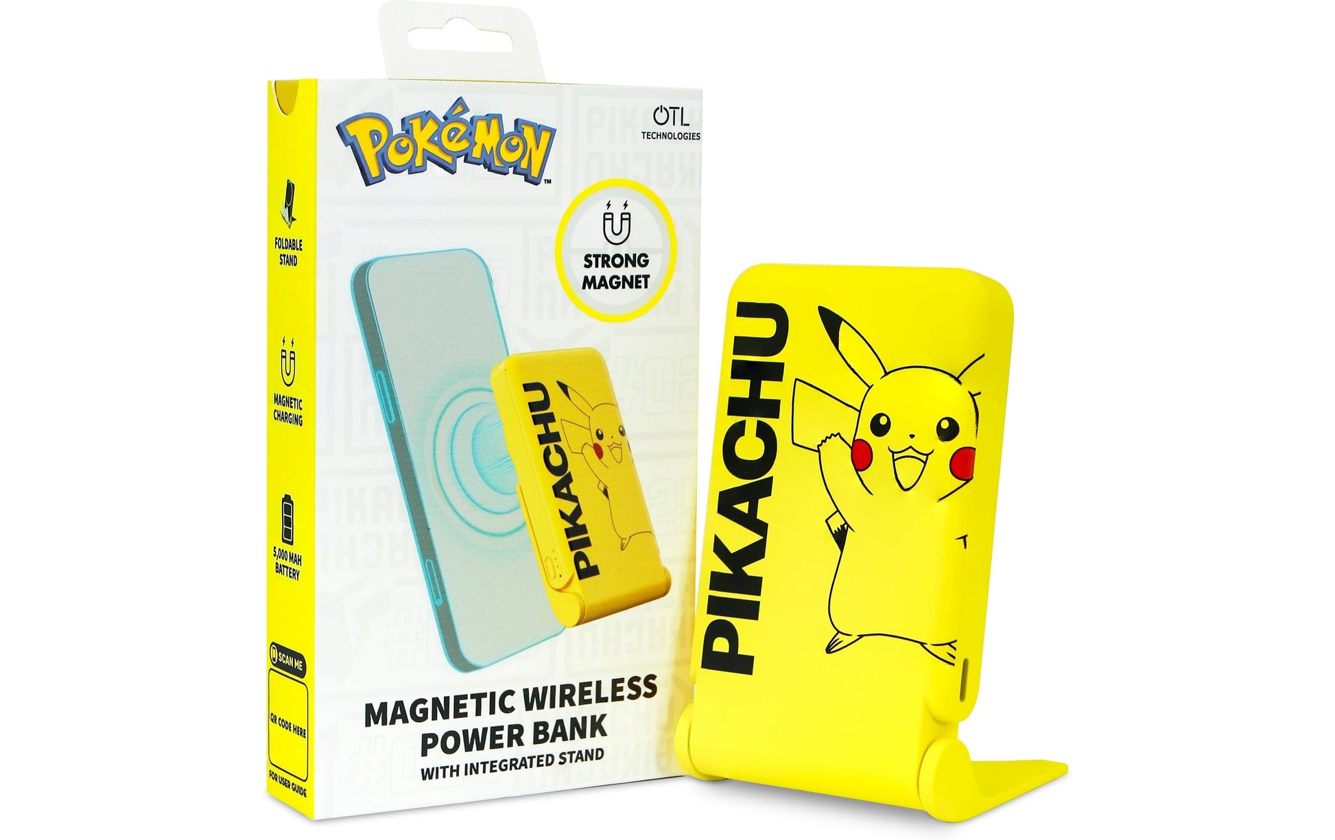 OTL Technologies Powerbank 5000 mAh, PD 20 W, 1× USB-C, Kabelloses Laden, für Smartphones, Gelb