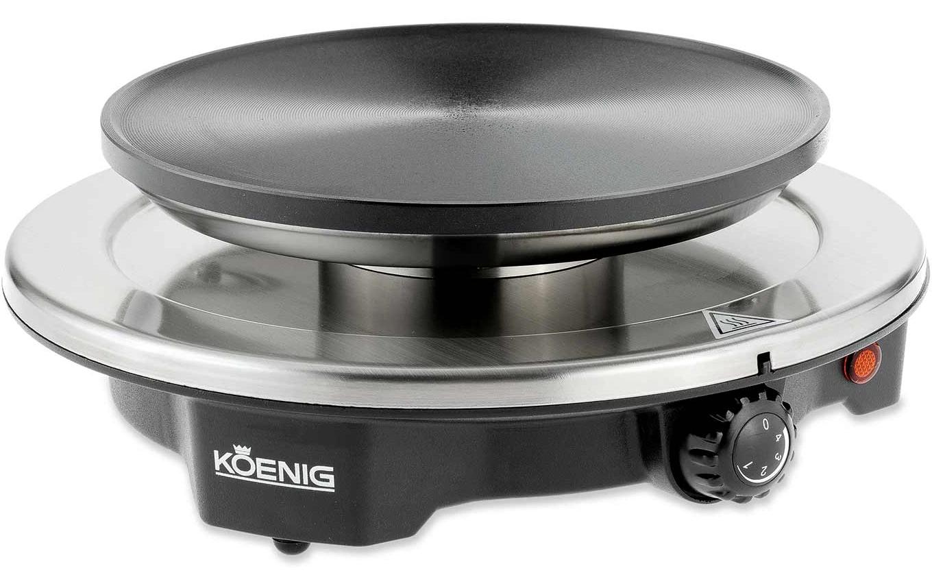 Koenig Fondue-Set B02179 – Steingut, 2 l, 6 Gabeln, elektrisch – Anthrazit/Goldgelb
