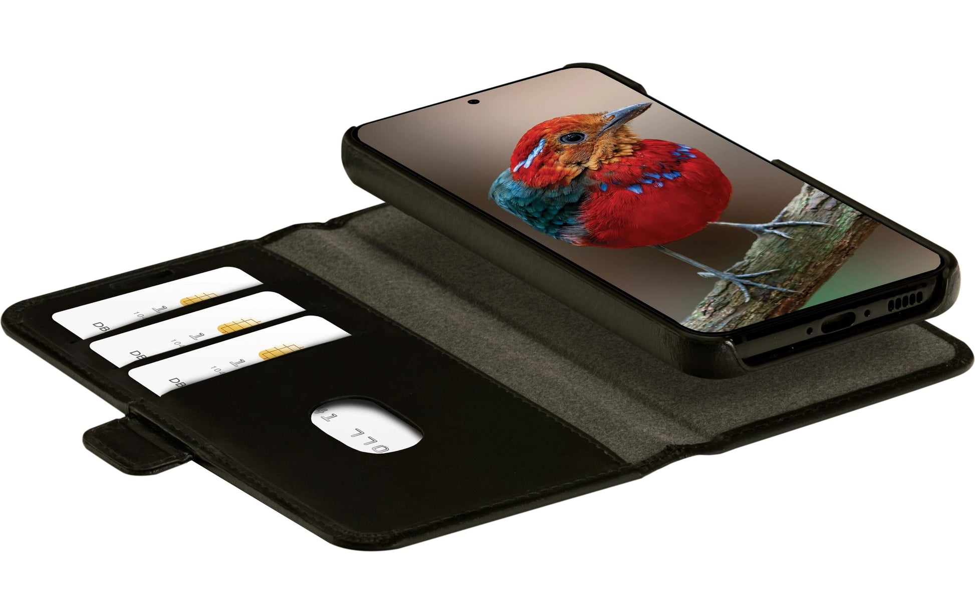 dbramante1928 Lynge Wallethülle – für Samsung Galaxy S23 FE, Leder, Schwarz, 3 Kartenfächer