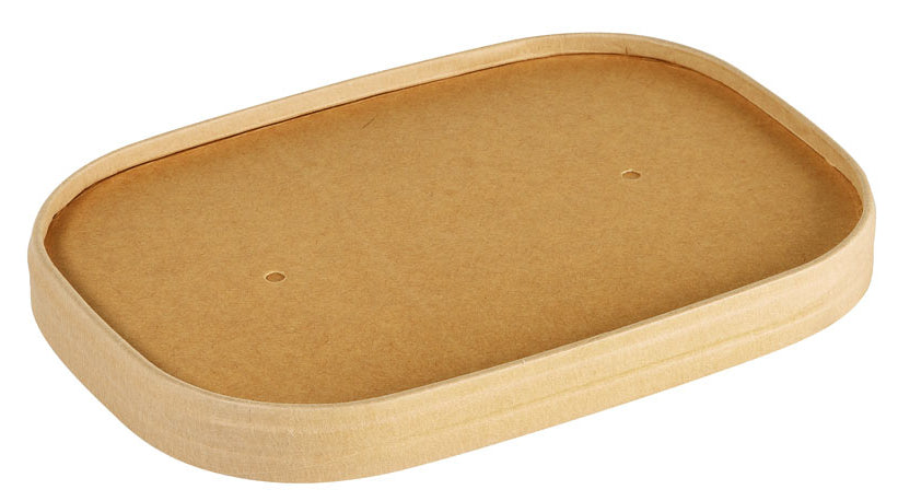 BioPak Deckel für 500 ml, Papier, PLA-beschichtet, braun – 117 × 170 × 17 mm – FSC – 25 Stk.