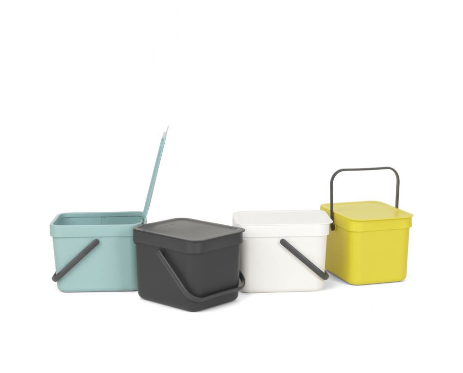 Brabantia Komposteimer Sort & Go – 6 l – Kunststoff, rechteckig – grau