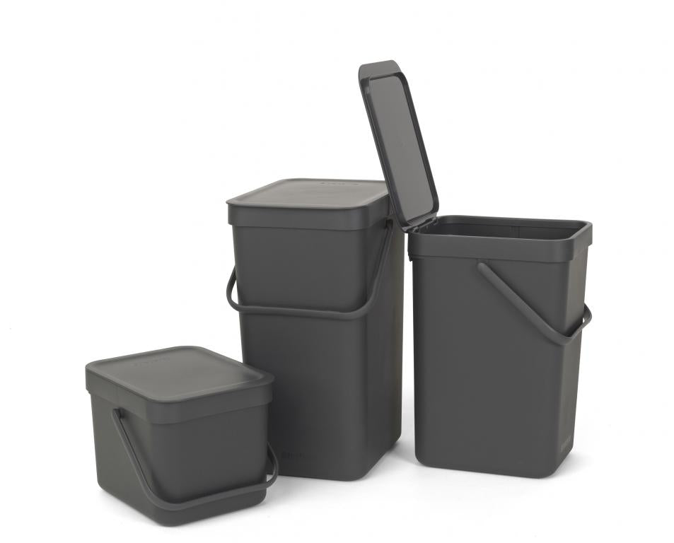Brabantia Recyclingbox Sort & Go – 16 l – Kunststoff, rechteckig – dunkelgrau