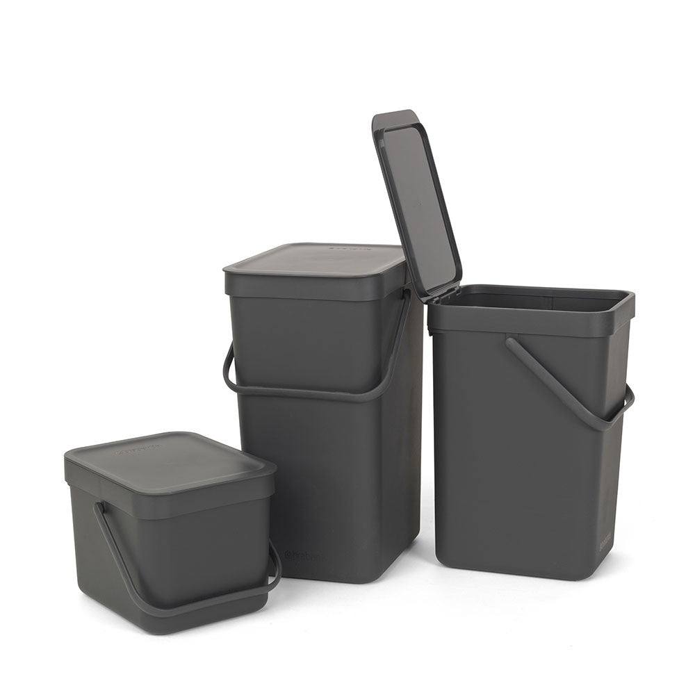 Brabantia Recyclingbox Sort & Go – 12 l – Kunststoff, rechteckig – dunkelgrau