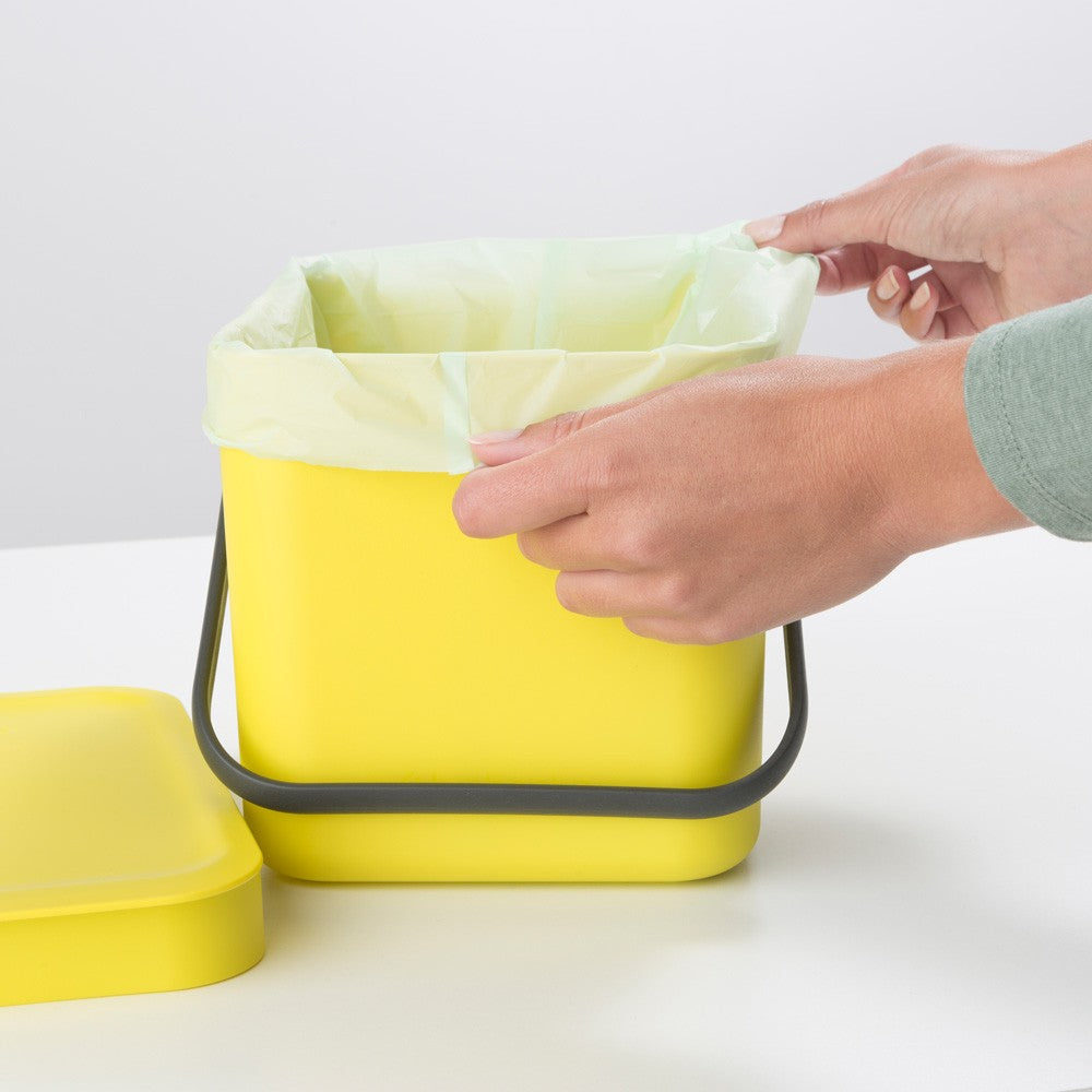 Brabantia Kompostierbeutel PerfectFit – 6 l, mit Zugband, PE, grün, 380 × 395 mm, 10 Stk