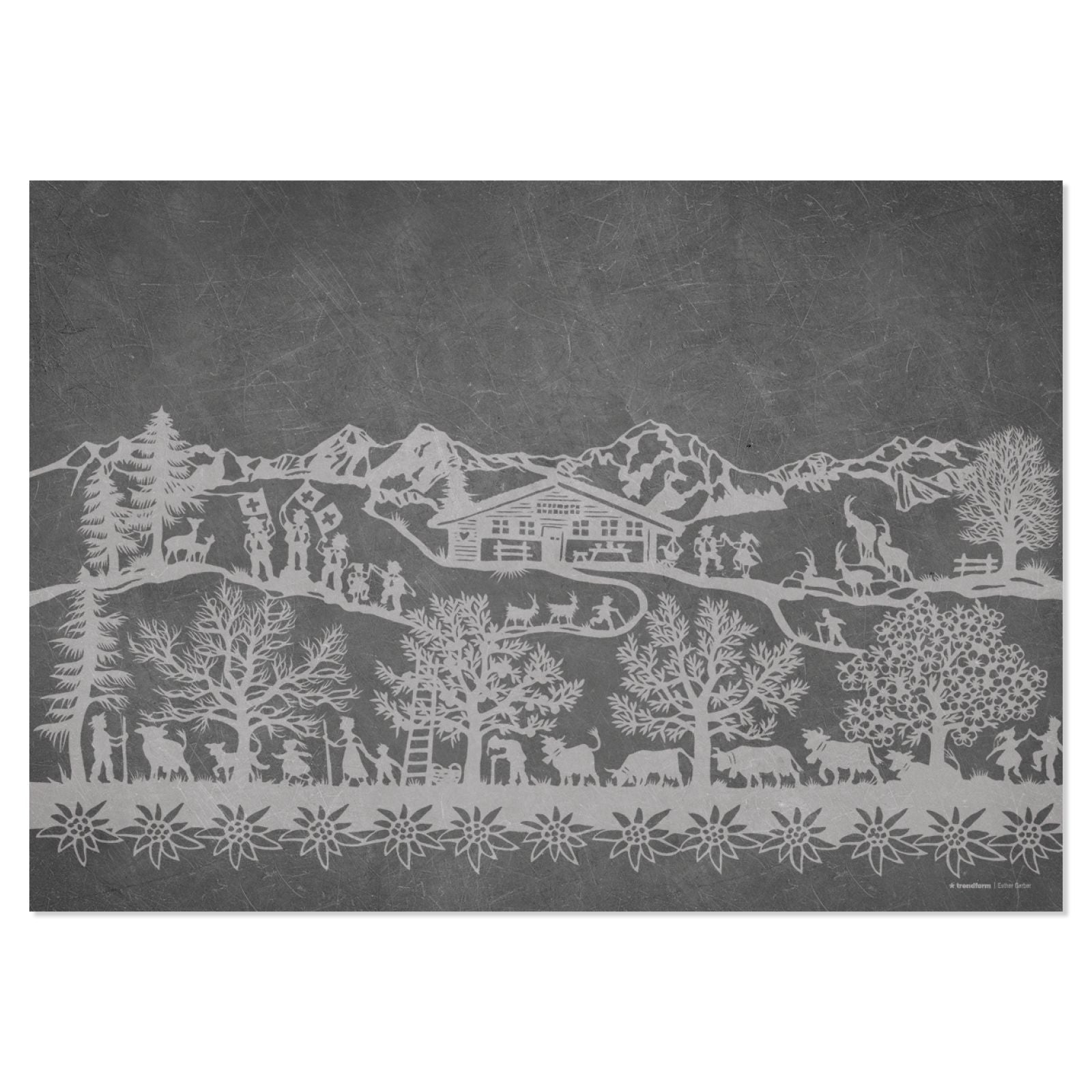 Trendform Tischset SWISS Tradition 9, Papier/Karton, Waldmotiv – 42 × 29,7 cm – FSC – 48 Stk.