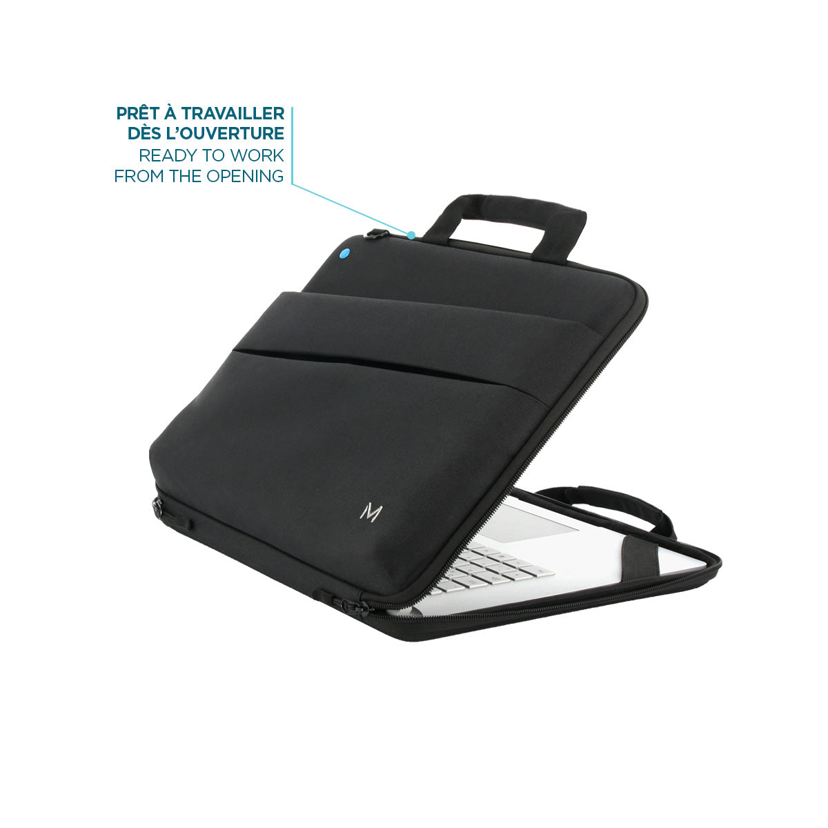 Mobilis Notebook-Tasche bis 14" – abnehmbarer Schultergurt, Fronttasche – Schwarz