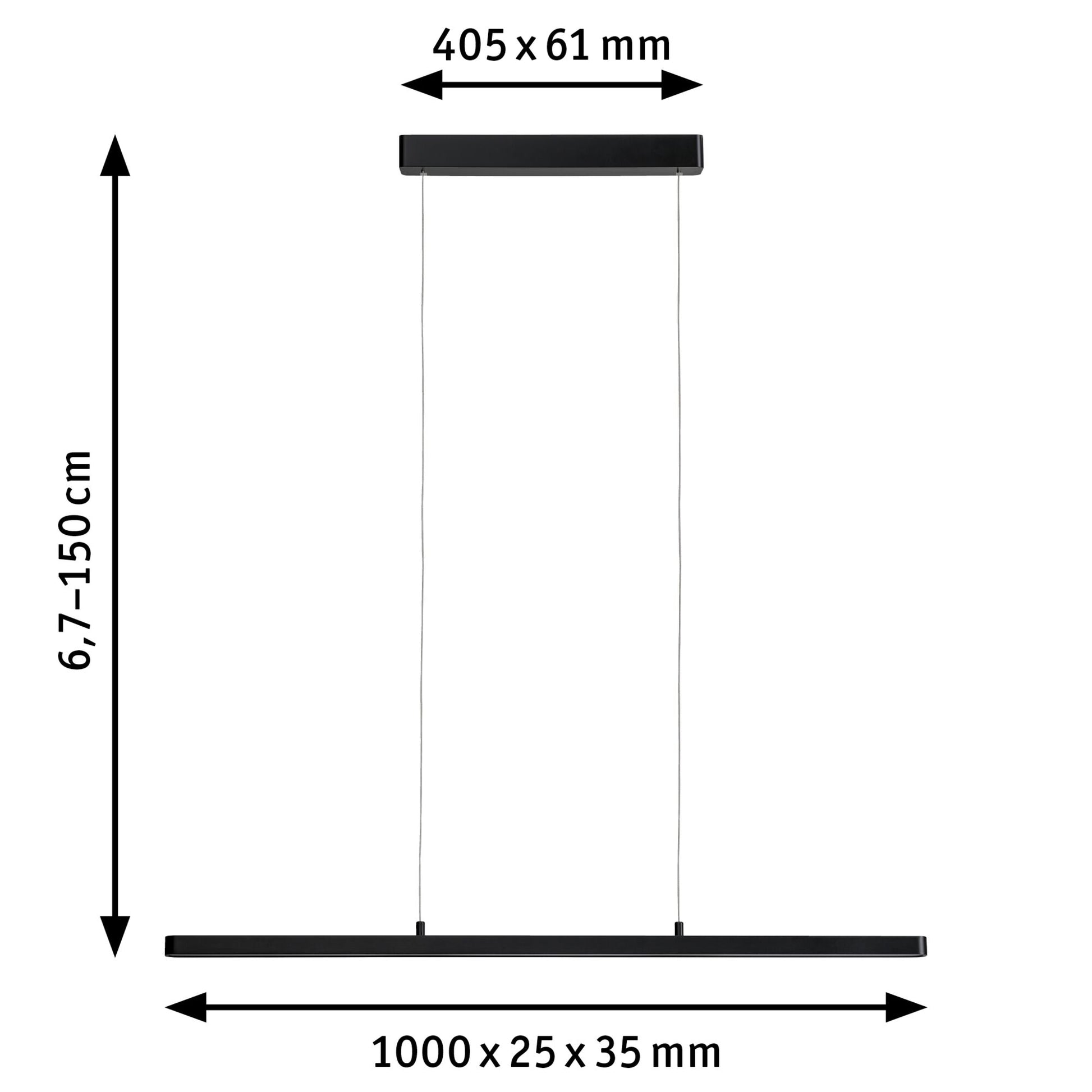 Paulmann Pendelleuchte Lento – 100 × 3 cm, 4950 lm, 43 W, 2700–6500 K, dimmbar, für ZigBee 3.0, schwarz