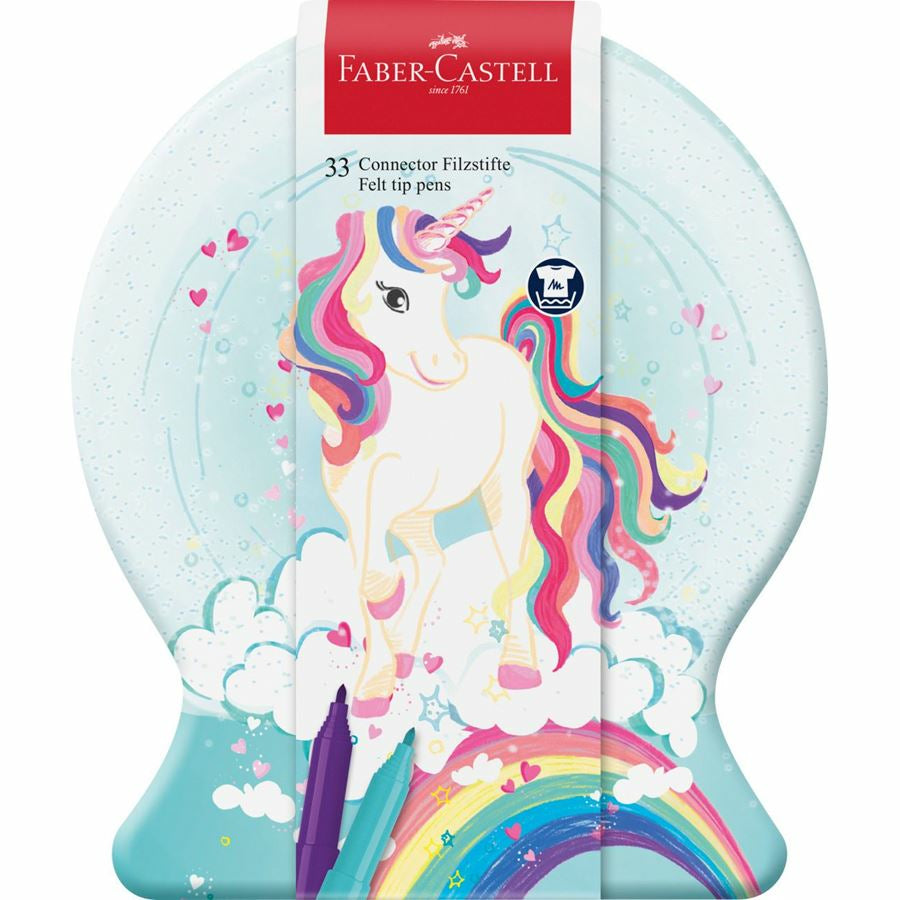Faber-Castell Connector Filzstifte, Einhorn – auswaschbar, 33 Farben