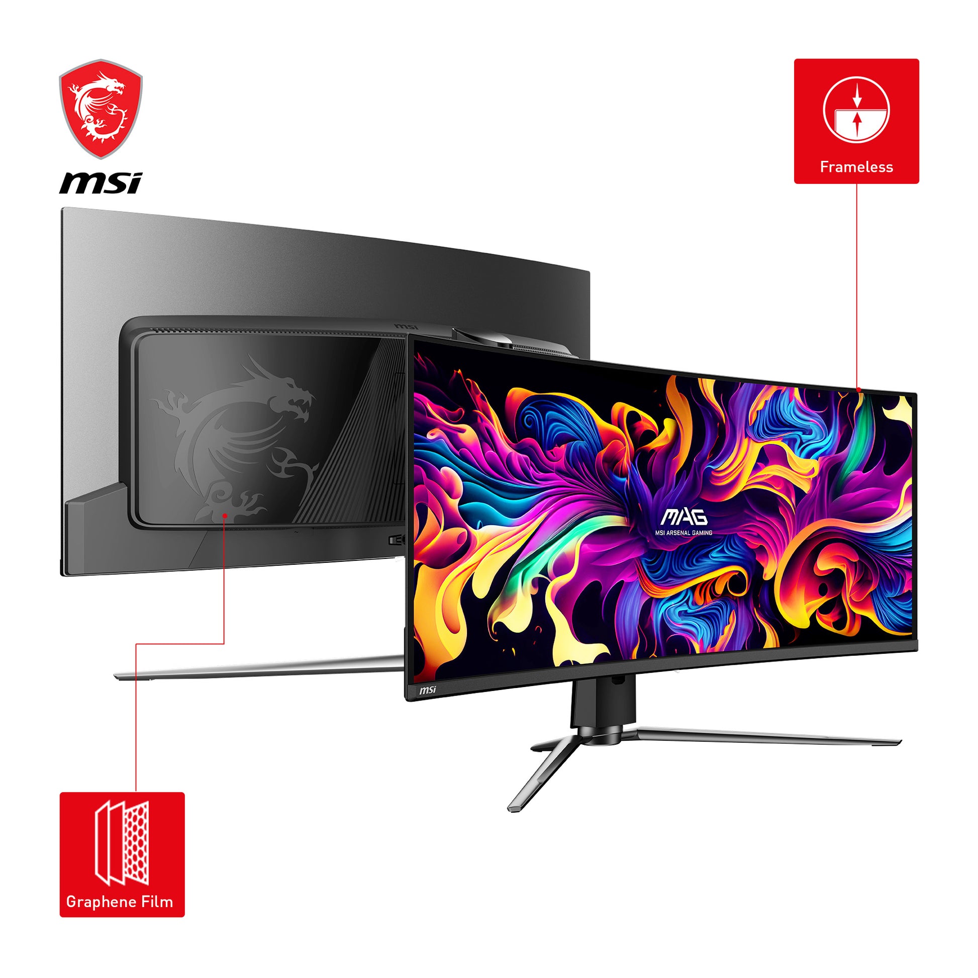 MSI MAG 341CQPDE – Monitor, 34", QD-OLED, 175 Hz, 250 cd/m², USB-C, VESA 100 × 100, Schwarz