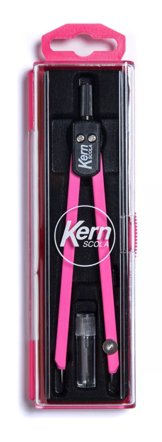 Kern Scola Neon Zirkel – Länge 135 mm, max. Kreis-Ø 30 cm, inkl. Minendose, pink