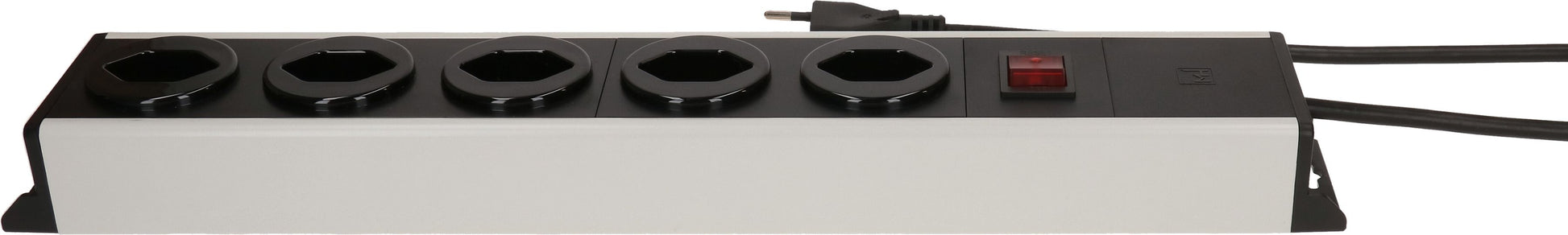 Max Hauri AG Max Hauri Power Line Steckdosenleiste, 5×T13, mit Schalter, 1,5 m, Stecker T12 – Grau/Schwarz