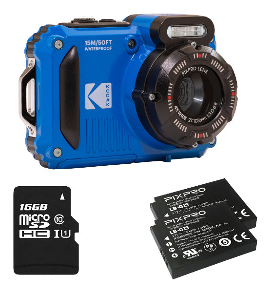Kodak WPZ2 – Outdoor-Kompaktkamera, 16,4 MP 1/2,3", 1080p, 4× optischer Zoom, Blau