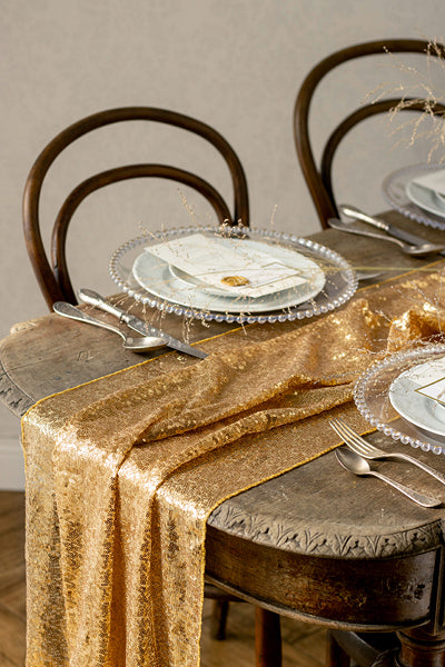 PartyDeco Tischläufer – Polyester, Gold, 30 cm × 5 m